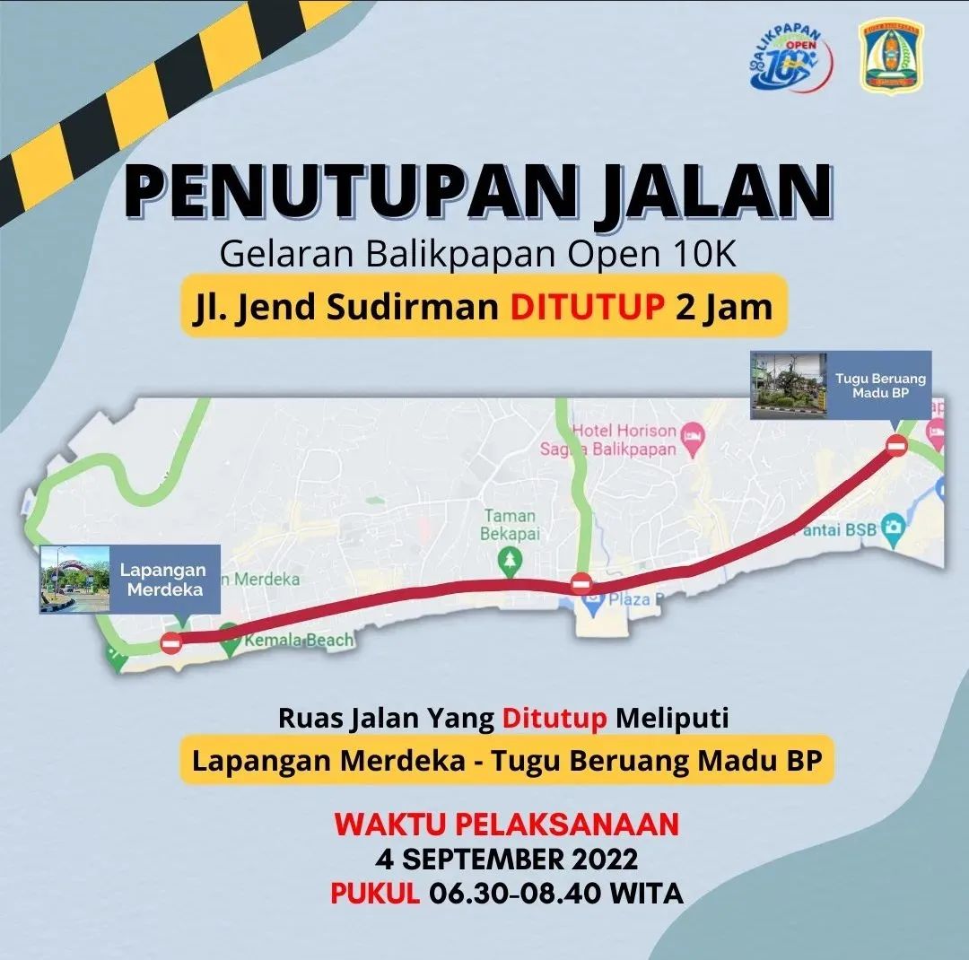 Informasi penutupan jalan gelar Balikpapan Open 10K