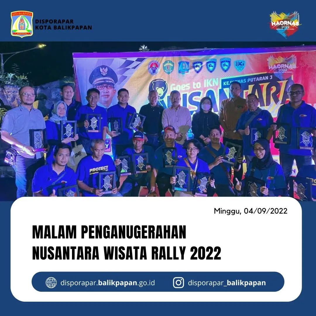 Malam penganugerahan Nusantara Wisata Rally 2022