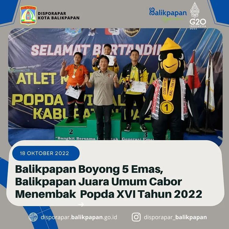 Balikpapan Boyong 5 Emas Juara Umum Cabor Menembak Popda XVI Tahun 2022