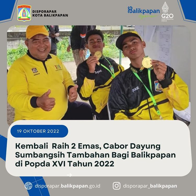 Kembali Raih 2 Emas, Cabor Dayung Sumbangsih Tambahan Bagi Balikpapan di Popda XVI Tahun 2022