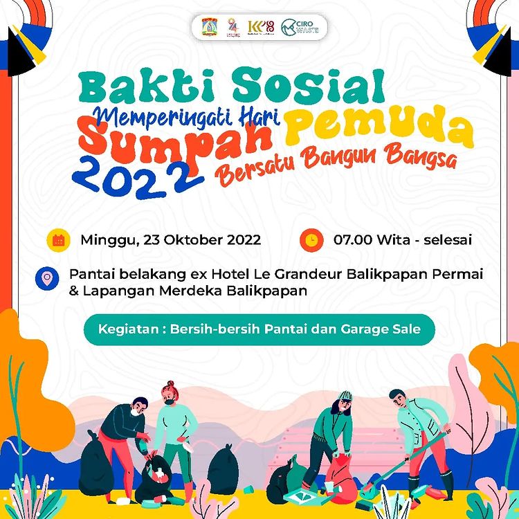 Dinas Pemuda Olahraga dan Pariwisata Kota Balikpapan bersama Organisasi Kepemudaan di Balikpapan bekerjasama melakukan Bakti Sosial memperingati hari Sumpah Pemuda 2022