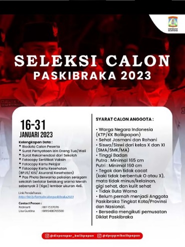 Pendaftaran Seleksi Calon Paskibraka 2023