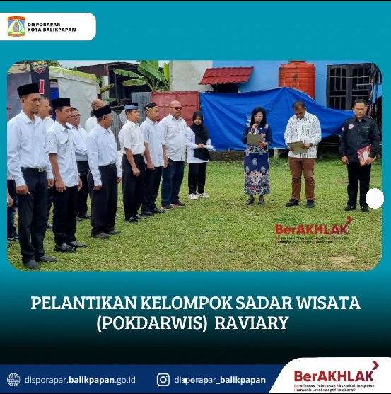 Kapala Disporapar Balikpapan C.I. Ratih Kusuma W. mengahadiri pelantikan 3 lembaga dan Pokdarwis Raviary