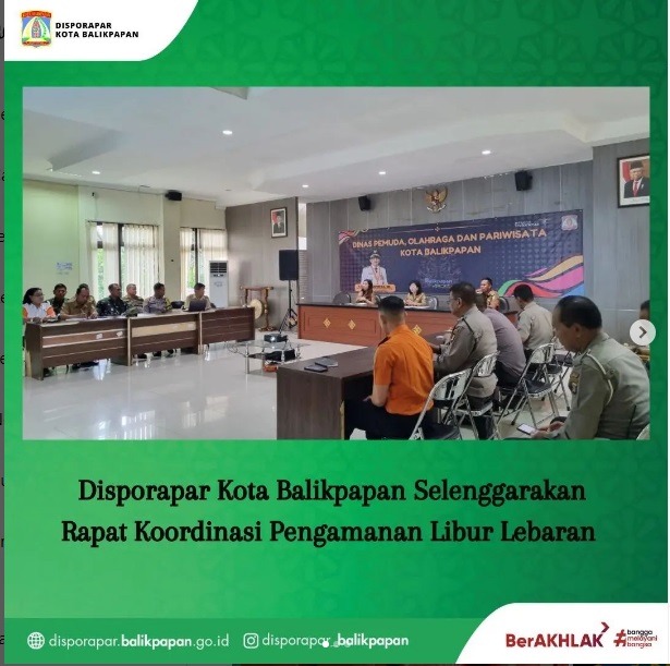 Disporapar Kota Balikpapan Selenggarakan Rapat Koordinasi Pengamanan Libur Lebaran 2023