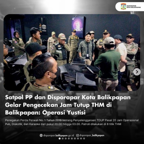 Satpol PP dan Disporapar Gelar Pengecekan Jam Tutup THM di Balikpapan