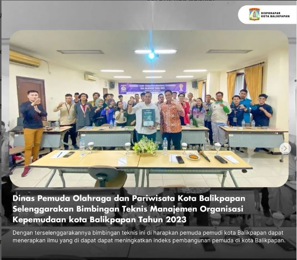 Bimbingan Teknis Manajemen Organisasi Kepemudaan Kota Balikpapan Tahun 2023