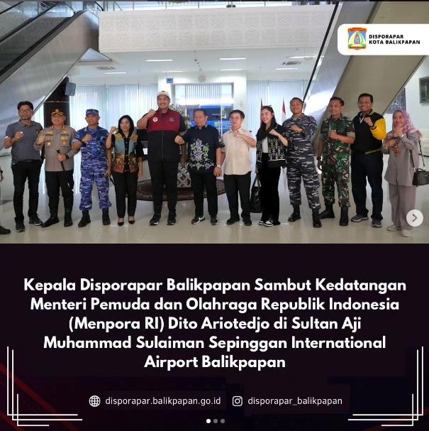 Kedatangan Menteri Pemuda dan Olahraga Republik Indonesia (Menpora RI) Dito Ariotedjo di Sultan Aji Muhammad Sulaiman Sepinggan International Airport Balikpapan