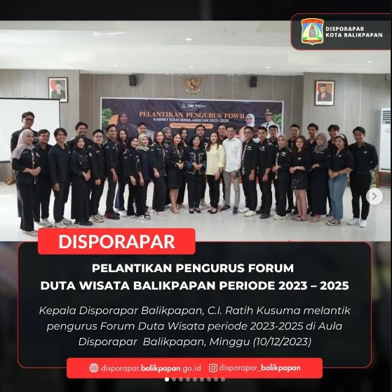 Pelantikan pengurus Forum Duta Wisata Balikpapan periode 2023-2025