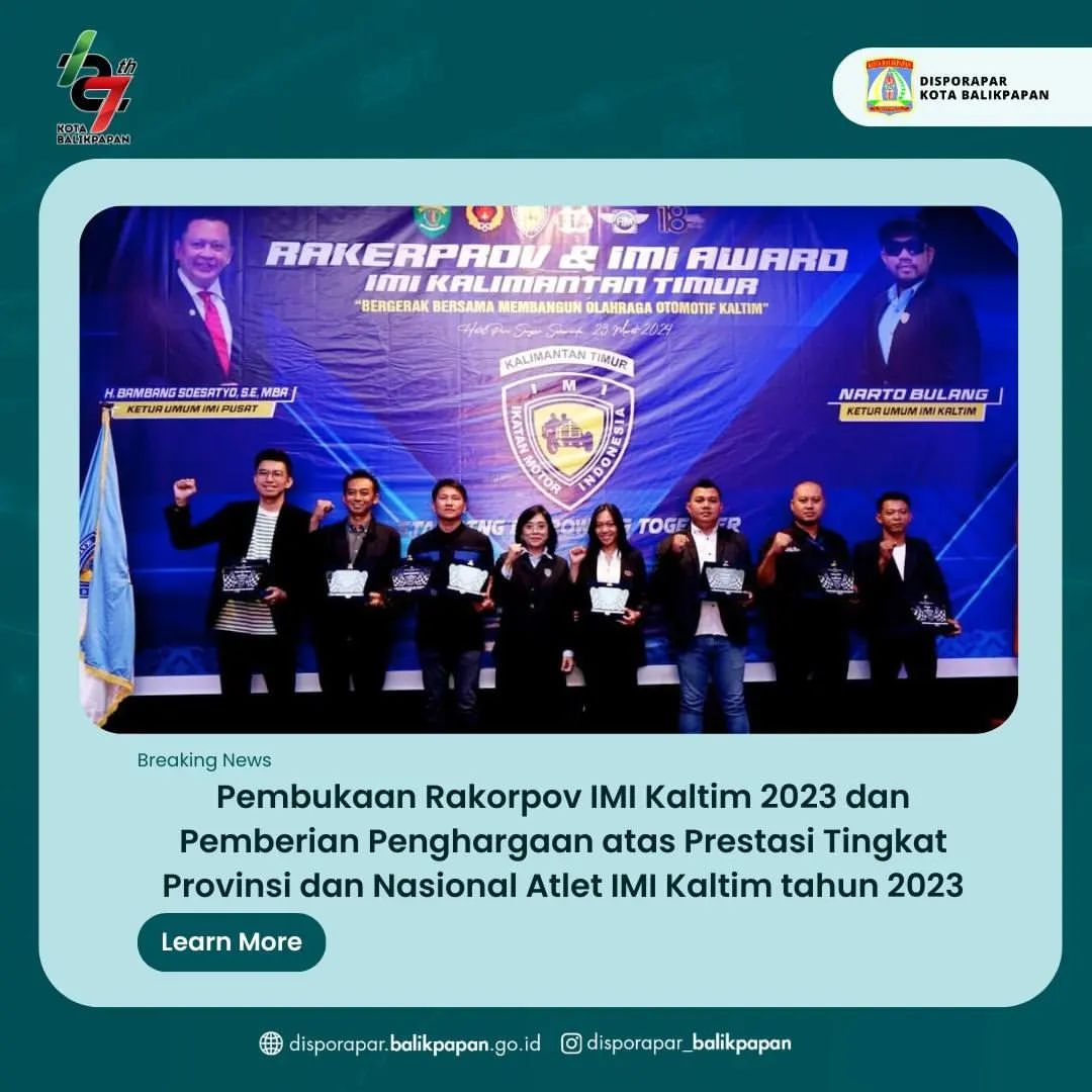 Pembukaan Rakorprov IMI Kaltim 2023 dan Pemberian Penghargaan Atas Prestasi Tingkat Provinsi dan Nasional Atlet IMI Kaltim Tahun 2023